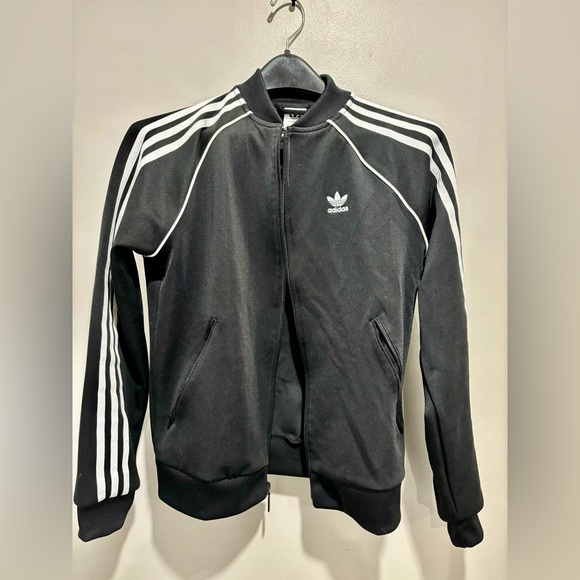 Adidas zip up Superstar Track Top black white zip up sweater jacket size small - Picture 2 of 4